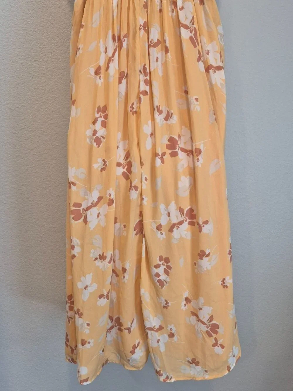 Abercrombie & Fitch Floral Button-Front Maxi Dress Large Tall Adjustable Orange